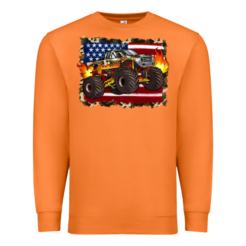 American Flag Monster Truck Premium Sweatshirt by Artiststas | Teevron