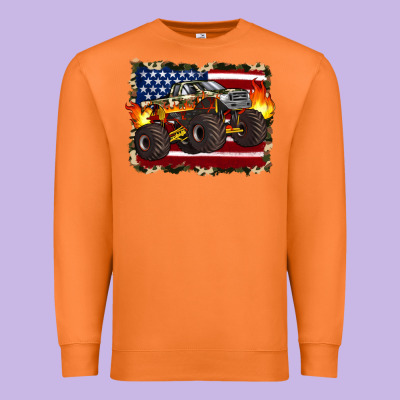 American Flag Monster Truck Premium Sweatshirt Designed By Artiststas
