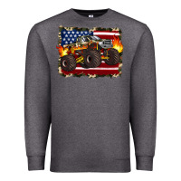 Charcoal Heather american flag monster truck Premium Sweatshirt - Artiststas