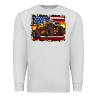 Dove Grey american flag monster truck Premium Sweatshirt - Artiststas
