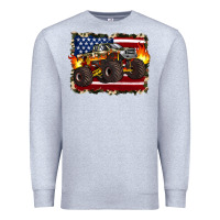 Heather Grey american flag monster truck Premium Sweatshirt - Artiststas