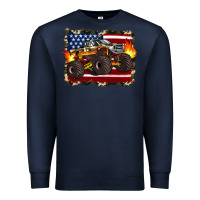 Navy american flag monster truck Premium Sweatshirt - Artiststas