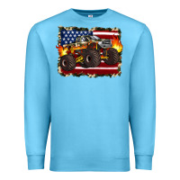 Ocean Blue american flag monster truck Premium Sweatshirt - Artiststas