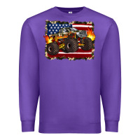 Purple american flag monster truck Premium Sweatshirt - Artiststas