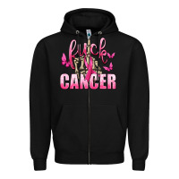 Black Fuck Cancer with Butterflies Zipper Hoodie - texasbilliewilder