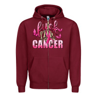 Burgundy Fuck Cancer with Butterflies Zipper Hoodie - texasbilliewilder