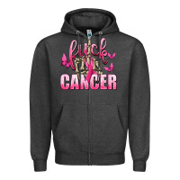 Charcoal Heather Fuck Cancer with Butterflies Zipper Hoodie - texasbilliewilder