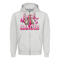 Dove Grey Fuck Cancer with Butterflies Zipper Hoodie - texasbilliewilder