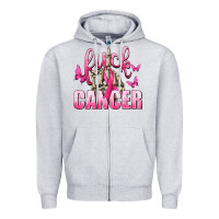 Heather Grey Fuck Cancer with Butterflies Zipper Hoodie - texasbilliewilder