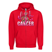 Red Fuck Cancer with Butterflies Zipper Hoodie - texasbilliewilder