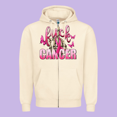 Fuck Cancer With Butterflies Zipper Hoodie Designed By Texasbilliewilder