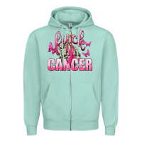 Seafoam Fuck Cancer with Butterflies Zipper Hoodie - texasbilliewilder