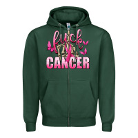 Sports Green Fuck Cancer with Butterflies Zipper Hoodie - texasbilliewilder