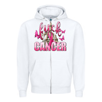 White Fuck Cancer with Butterflies Zipper Hoodie - texasbilliewilder