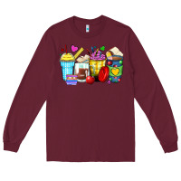 Burgundy school coffee cups Long Sleeve Tee - Zillion Design Studio