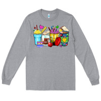 Heather Grey school coffee cups Long Sleeve Tee - Zillion Design Studio
