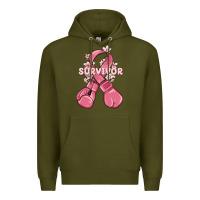Army Green survivor breast cancer with boxing gloves Premium Hoodie - MaliasSmallBusiness
