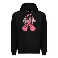 Black survivor breast cancer with boxing gloves Premium Hoodie - MaliasSmallBusiness