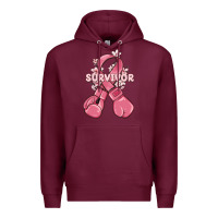 Burgundy survivor breast cancer with boxing gloves Premium Hoodie - MaliasSmallBusiness