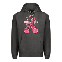 Charcoal Heather survivor breast cancer with boxing gloves Premium Hoodie - MaliasSmallBusiness