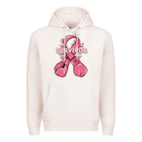 Pale Pink survivor breast cancer with boxing gloves Premium Hoodie - MaliasSmallBusiness