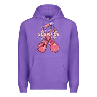 Purple survivor breast cancer with boxing gloves Premium Hoodie - MaliasSmallBusiness