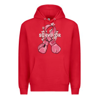 Red survivor breast cancer with boxing gloves Premium Hoodie - MaliasSmallBusiness
