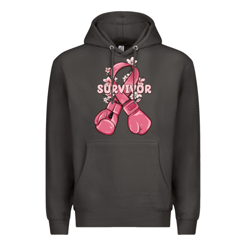 Survivor Breast Cancer With Boxing Gloves Premium Hoodie by MaliasSmallBusiness | Teevron