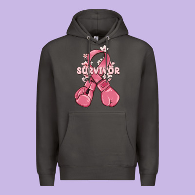 Survivor Breast Cancer With Boxing Gloves Premium Hoodie Designed By Maliassmallbusiness