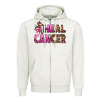 Oatmeal Heather Heal Cancer Zipper Hoodie - texasbilliewilder