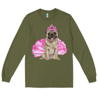Army Green Balerina pug with tutu Long Sleeve Tee - RanaPortraitStore