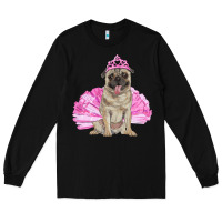 Black Balerina pug with tutu Long Sleeve Tee - RanaPortraitStore
