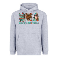 Heather Grey peace love coffee Heavyweight Hoodie - AdoDesignShop