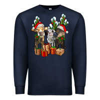 Navy western christmas cows and cactuses Premium Sweatshirt - AdoDesignShop