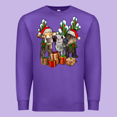Western Christmas Cows And Cactuses Premium Sweatshirt Designed By Adodesignshop