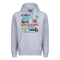 Heather Grey it takes a big hearts to helps shape little minds Premium Hoodie - MaliasSmallBusiness