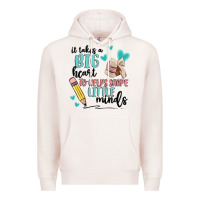 Pale Pink it takes a big hearts to helps shape little minds Premium Hoodie - MaliasSmallBusiness