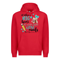 Red it takes a big hearts to helps shape little minds Premium Hoodie - MaliasSmallBusiness