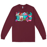 Burgundy mermaid coffee cups Long Sleeve Tee - Zillion Design Studio
