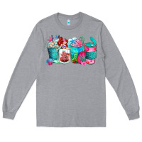 Heather Grey mermaid coffee cups Long Sleeve Tee - Zillion Design Studio