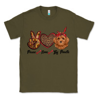 Army Green peace love toy poodle Classic Tee - RanaPortraitStore
