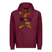 Burgundy minding my black owned business Premium Hoodie - MaliasSmallBusiness