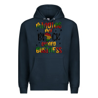 Navy minding my black owned business Premium Hoodie - MaliasSmallBusiness