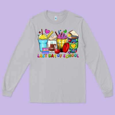Long Sleeve Tee last day of school coffee cups