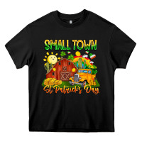 Black Small Town St Patrick's Day Heavy Core Tee - CowhideDigitalArt