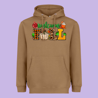 Welcome Fall Heavyweight Hoodie Designed By Adodesignshop