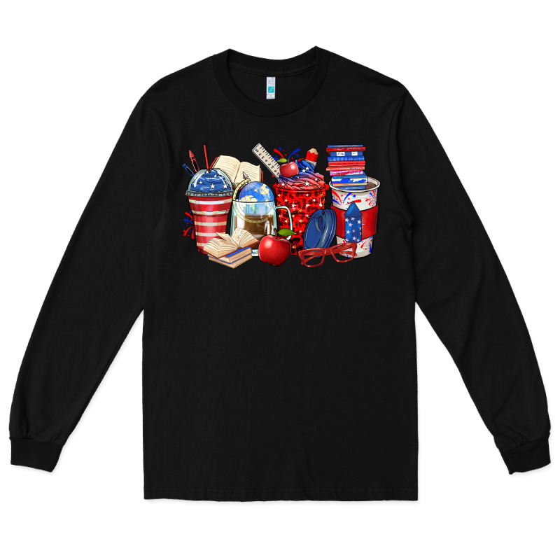4th Of July Teacher Coffee Cups Long Sleeve Tee by Zillion Design Studio | Teevron