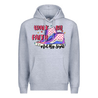 Heather Grey walk by faith Premium Hoodie - MaliasSmallBusiness