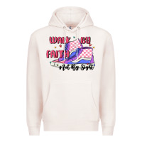 Pale Pink walk by faith Premium Hoodie - MaliasSmallBusiness