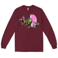 Burgundy Balerina T-Rex Dinosaur With Tutu Long Sleeve Tee - RanaPortraitStore
